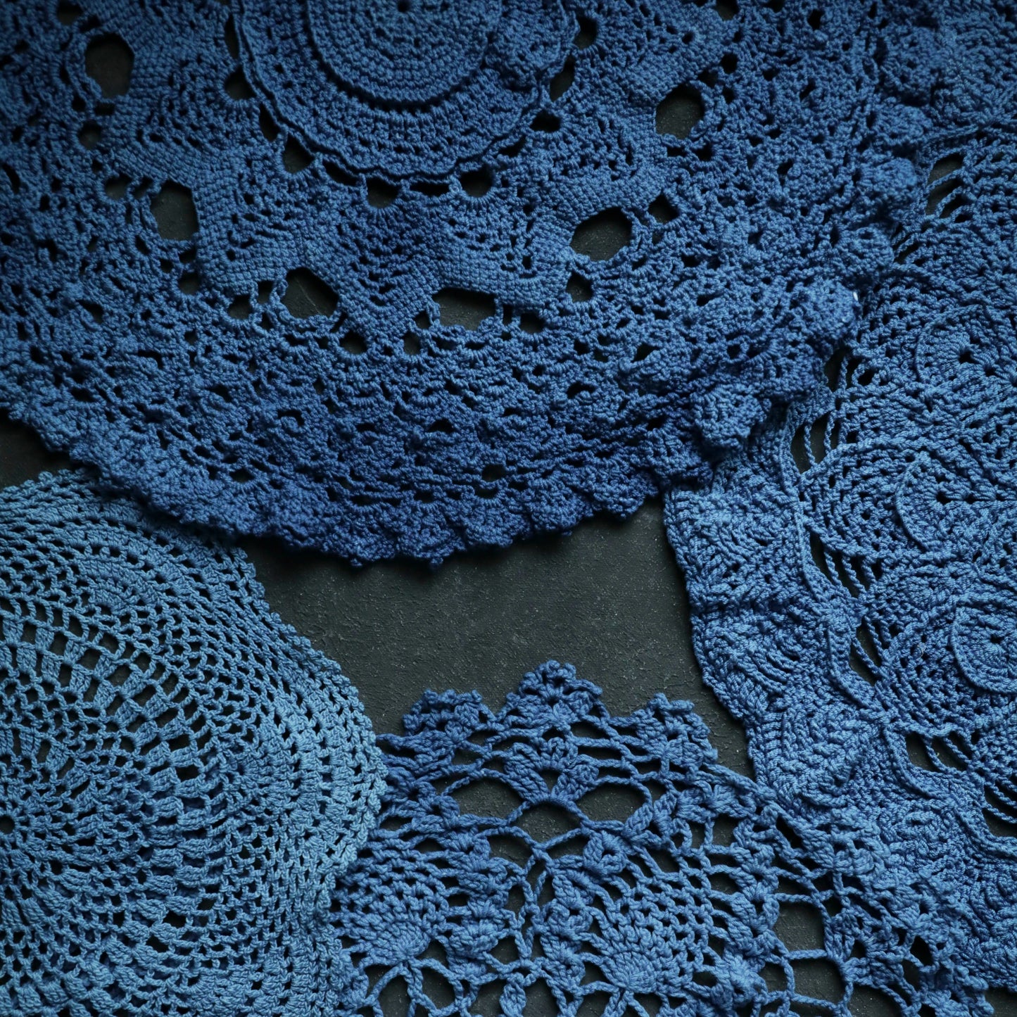 Indigo Dyed Crochet Doily