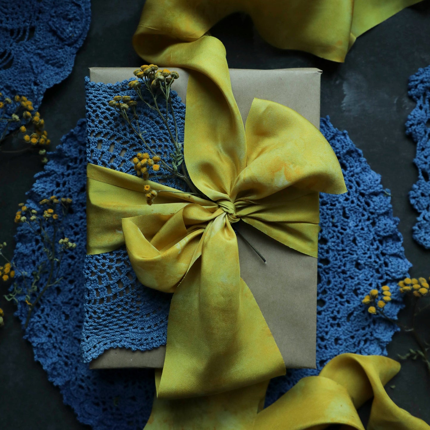 Indigo Dyed Crochet Doily