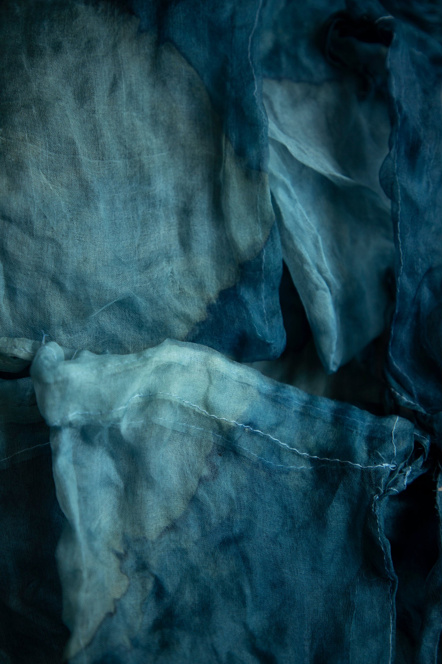 Original Indigo Dyed 100% Organza Silk Bag {Dip-Dyed Indigo}