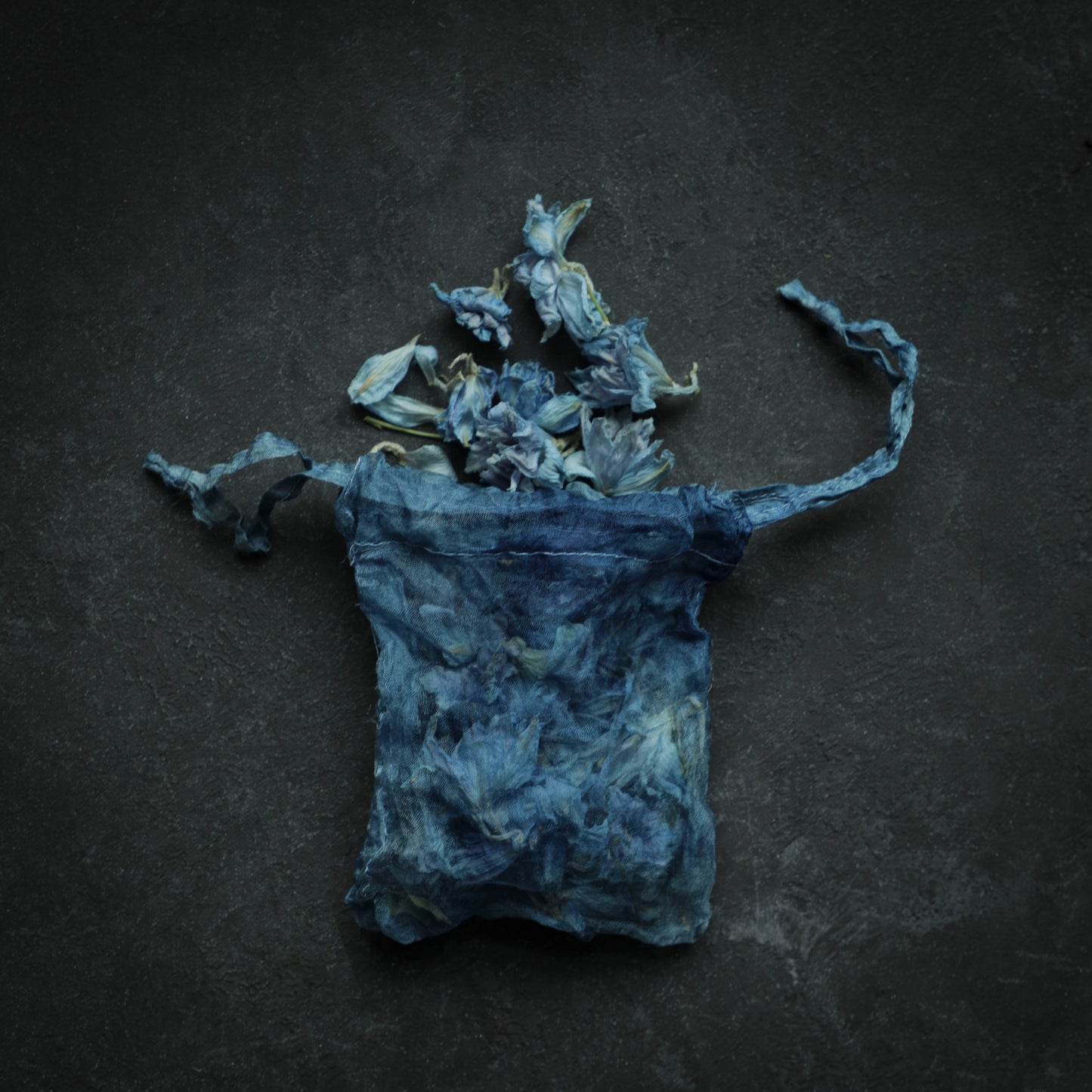 Indigo Dyed 100% Silk Bags {Marbled Dusty Indigo}
