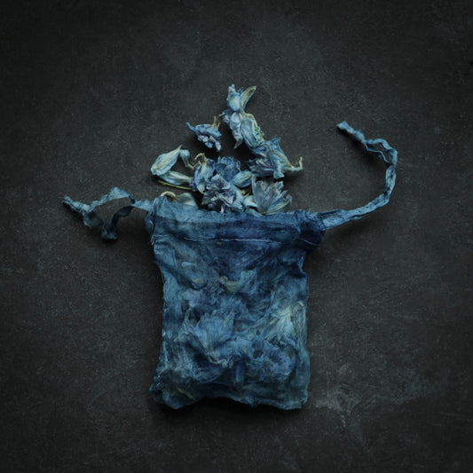 Indigo Dyed 100% Silk Bags {Marbled Dusty Indigo}