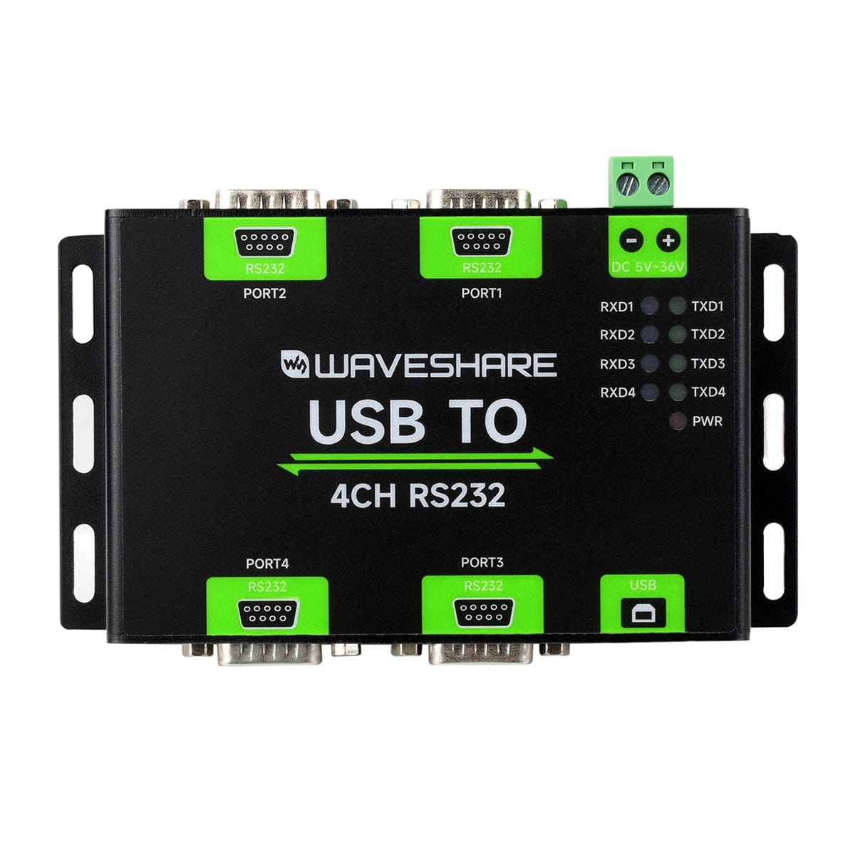 Industrial Isolated USB to 4-Channel RS232 Converter