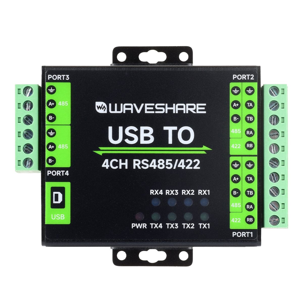 Industrial Isolated USB to 4-Channel RS485/422 Converter