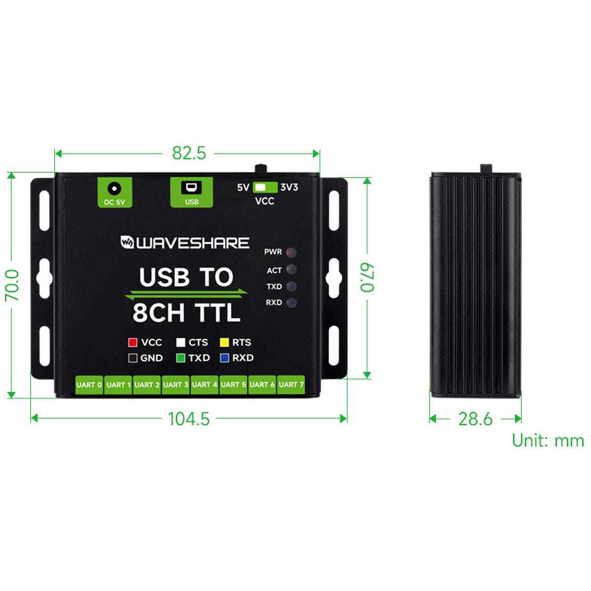 Industrial USB to 8-Channel TTL Converter