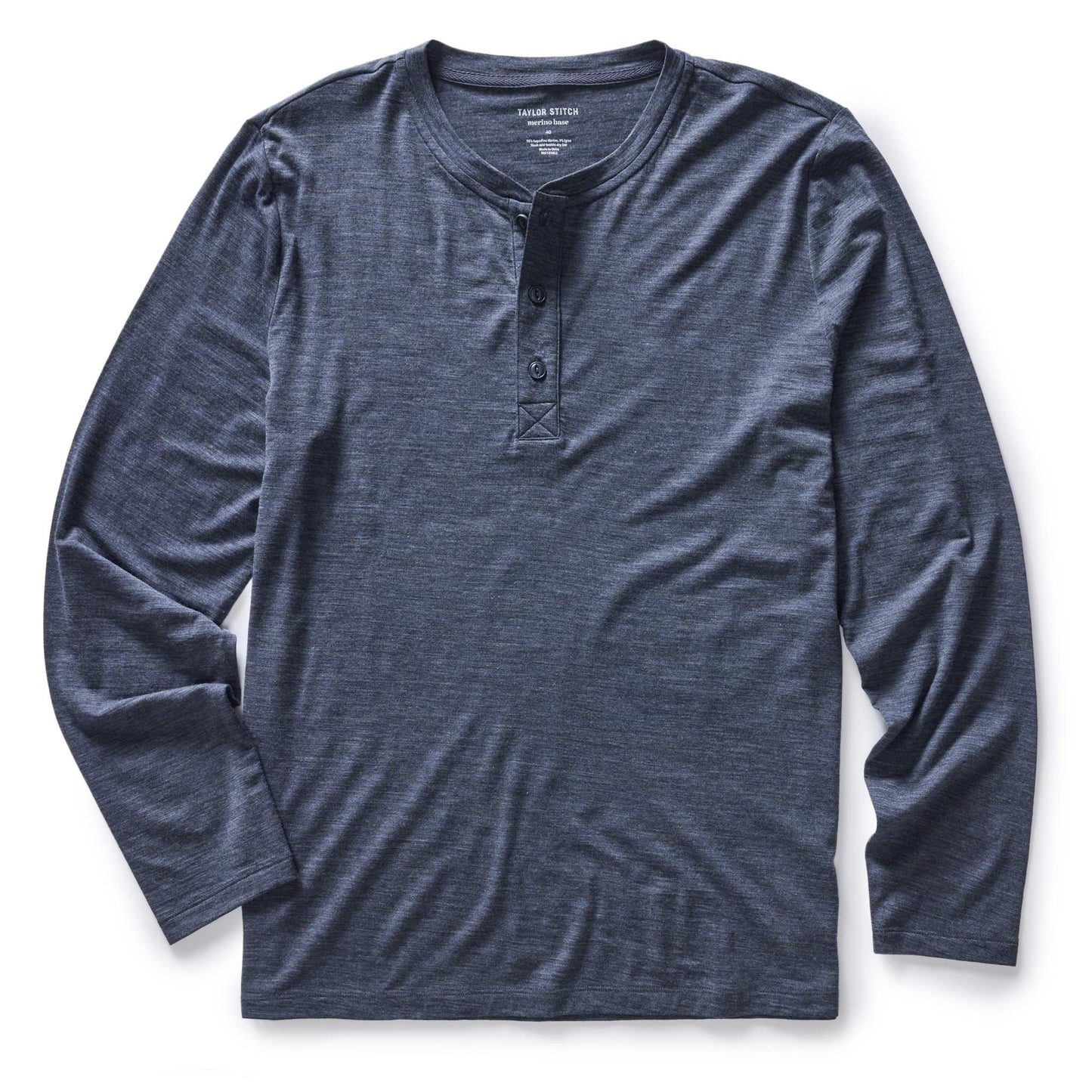 The Merino Henley in Heather Navy