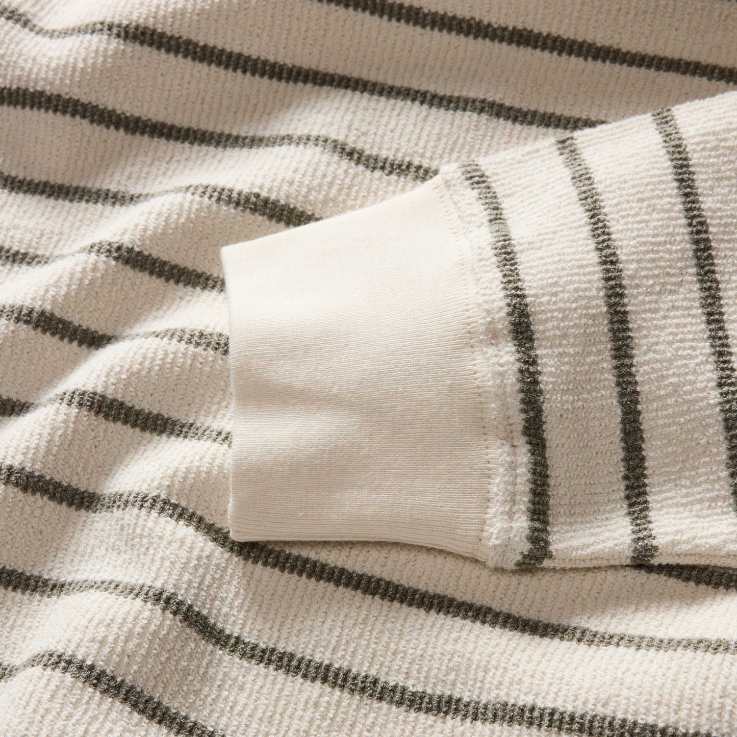 The Adams Crew in Cilantro Stripe Reverse Terry
