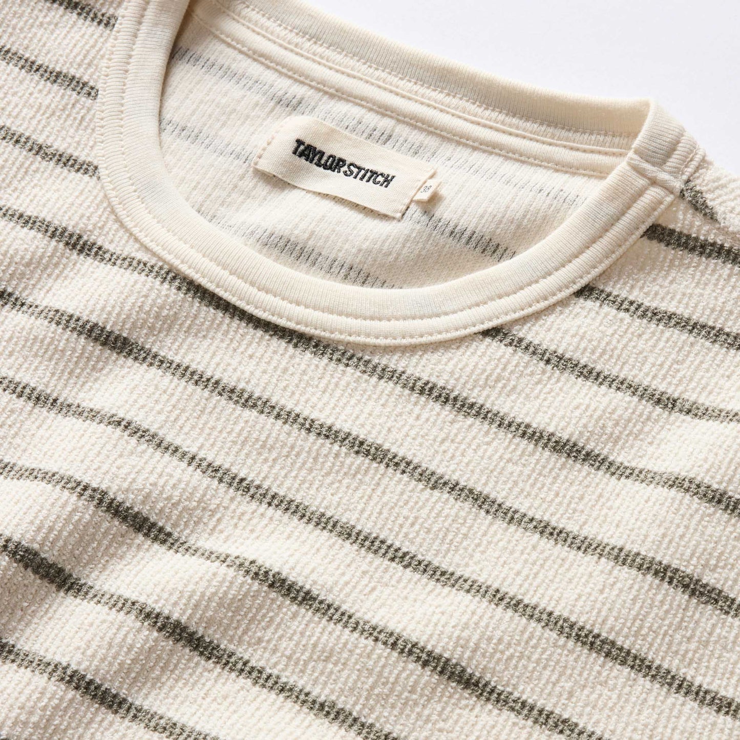 The Adams Crew in Cilantro Stripe Reverse Terry