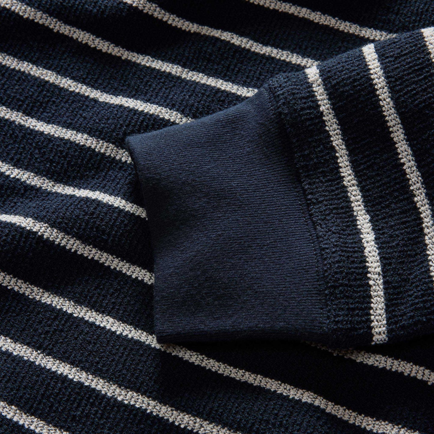 The Adams Crew in Dark Navy Stripe Reverse Terry