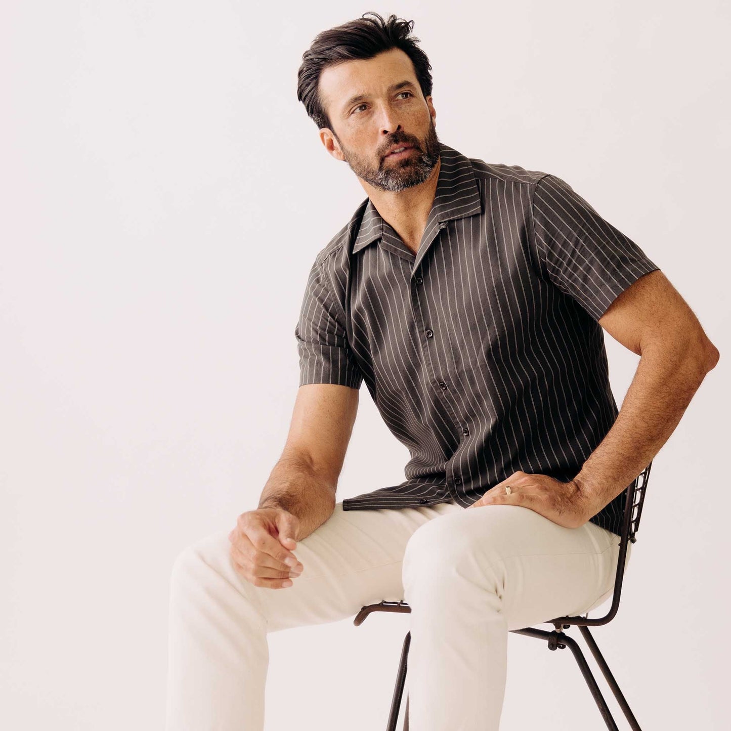 The Short Sleeve Davis Shirt in Kelp Stripe