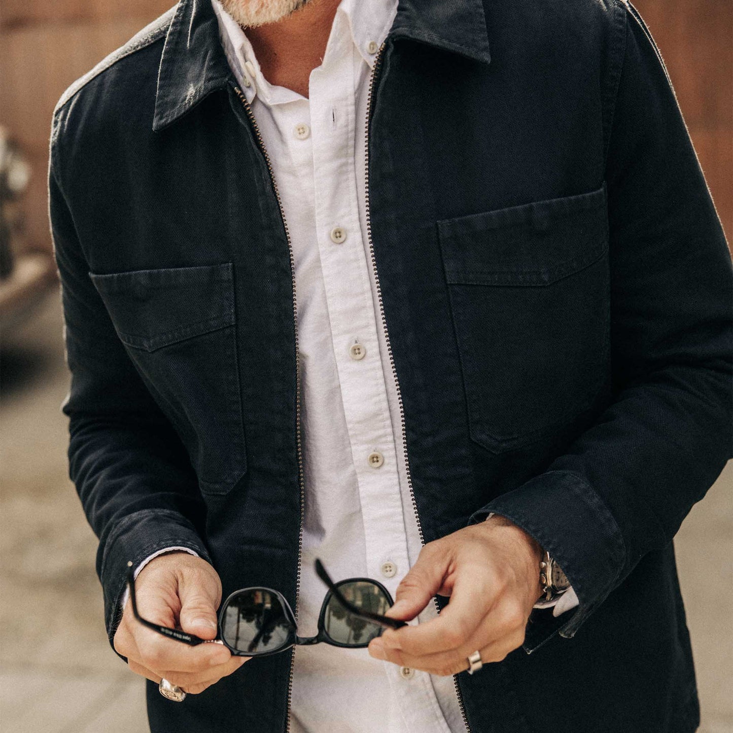 The Station Jacket in Dark Navy Broken Twill