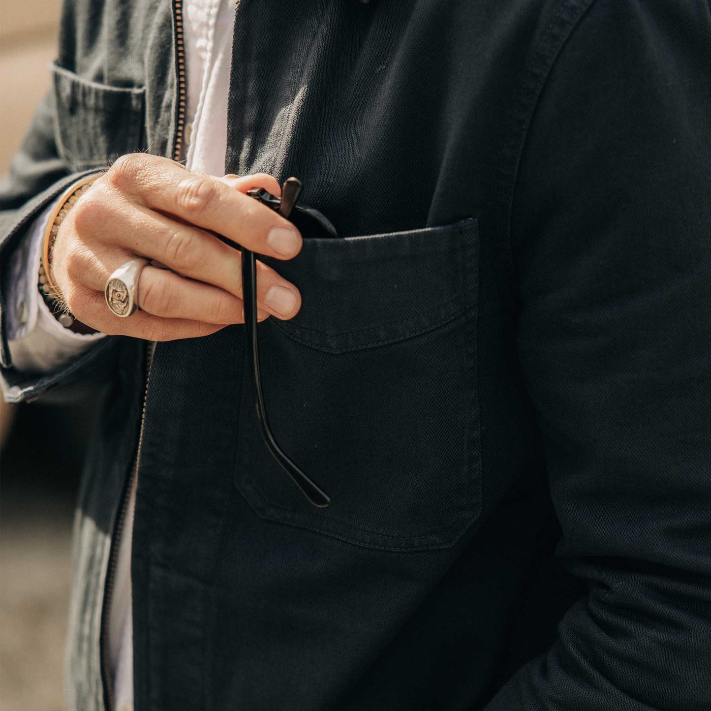 The Station Jacket in Dark Navy Broken Twill