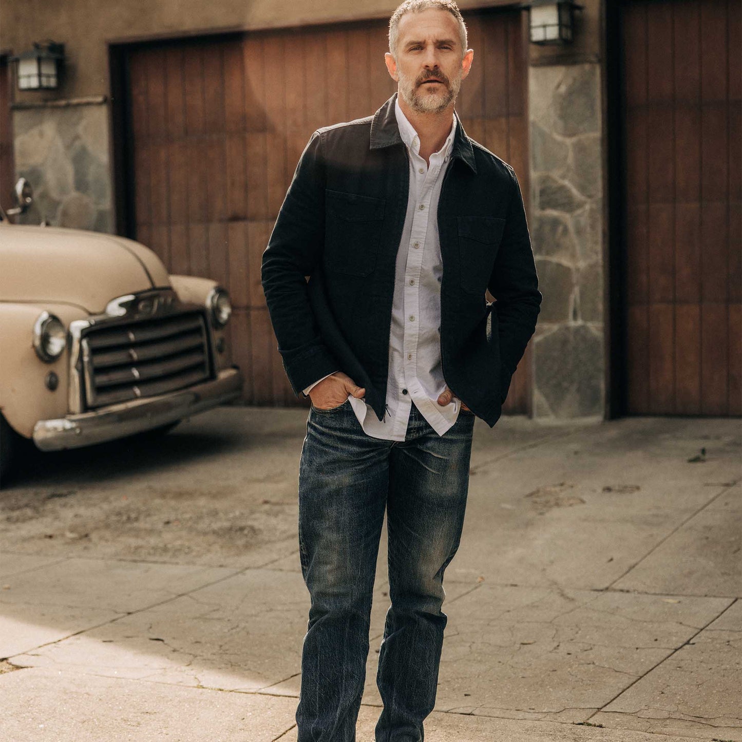 The Station Jacket in Dark Navy Broken Twill