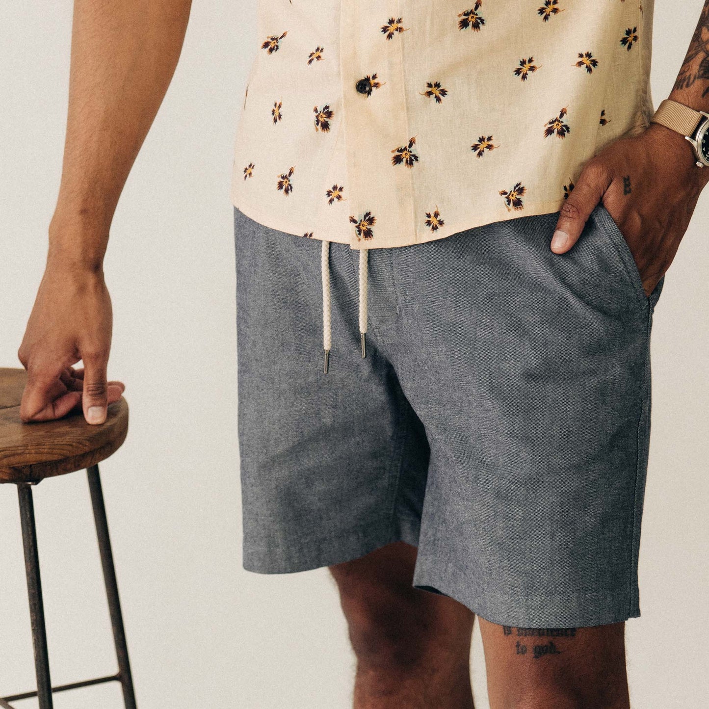 The Apres Short in Indigo Chambray