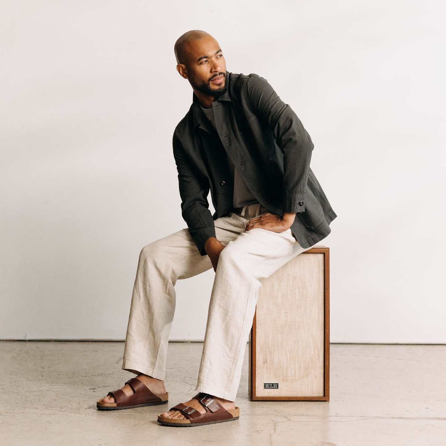 The Ojai Jacket in Faded Black Seersucker