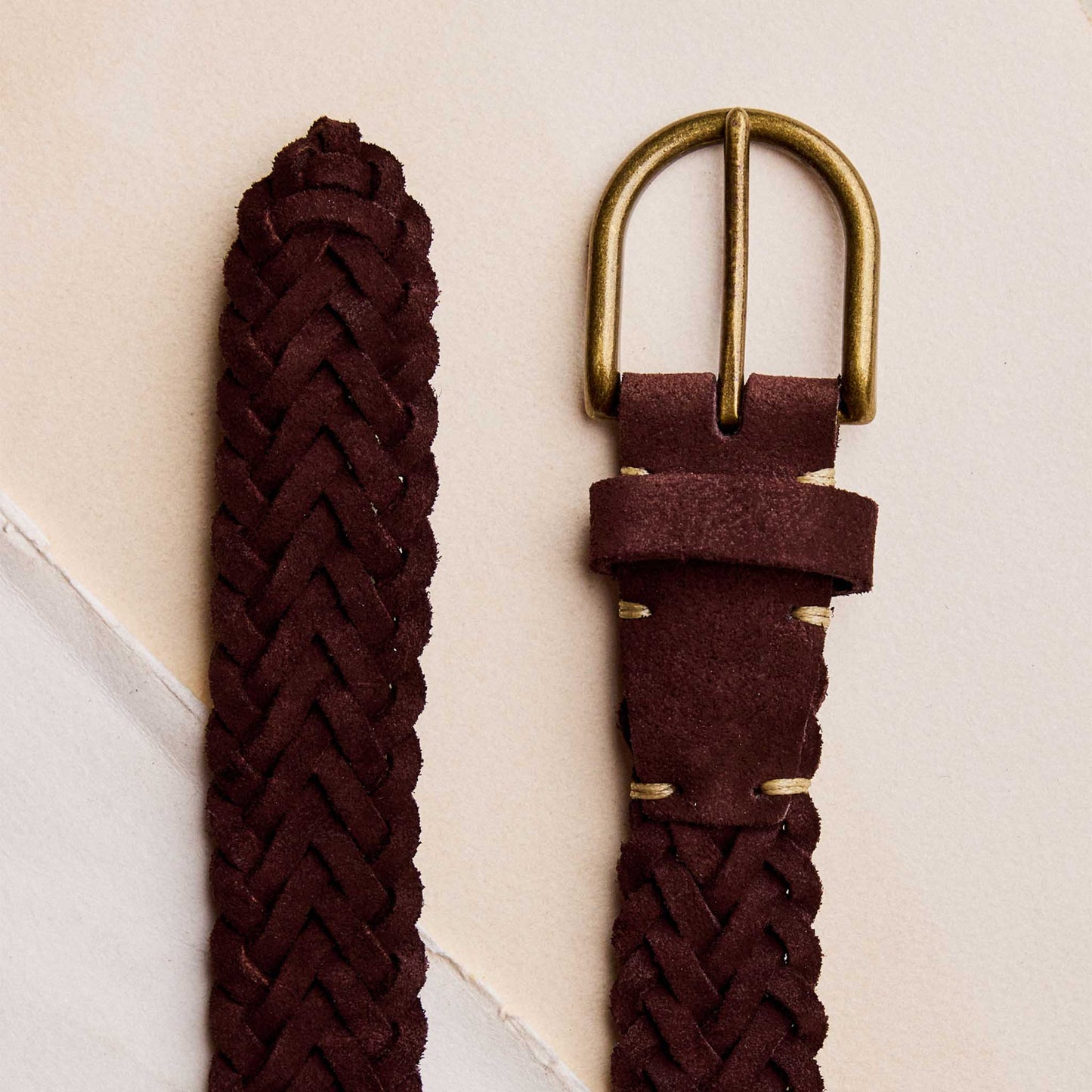 The Braided Belt in Chocolate Suede