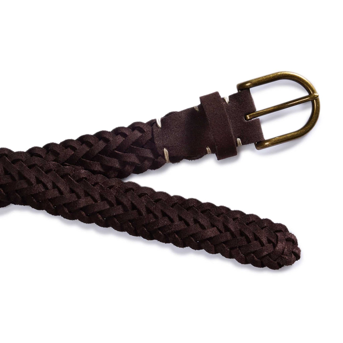The Braided Belt in Chocolate Suede