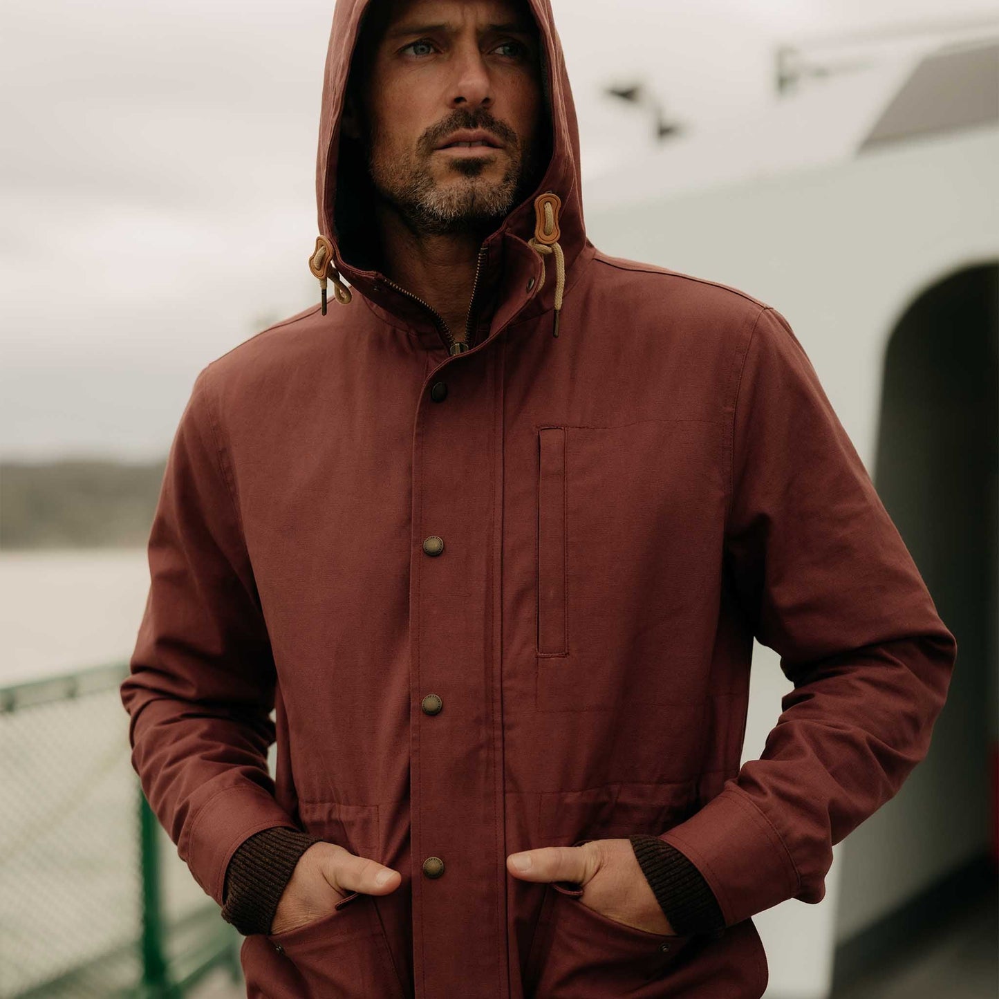 The Explorer Jacket in Red Wine Dry Wax