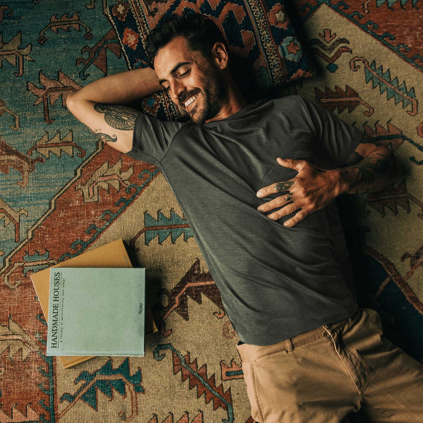 The Merino Tee in Heather Army