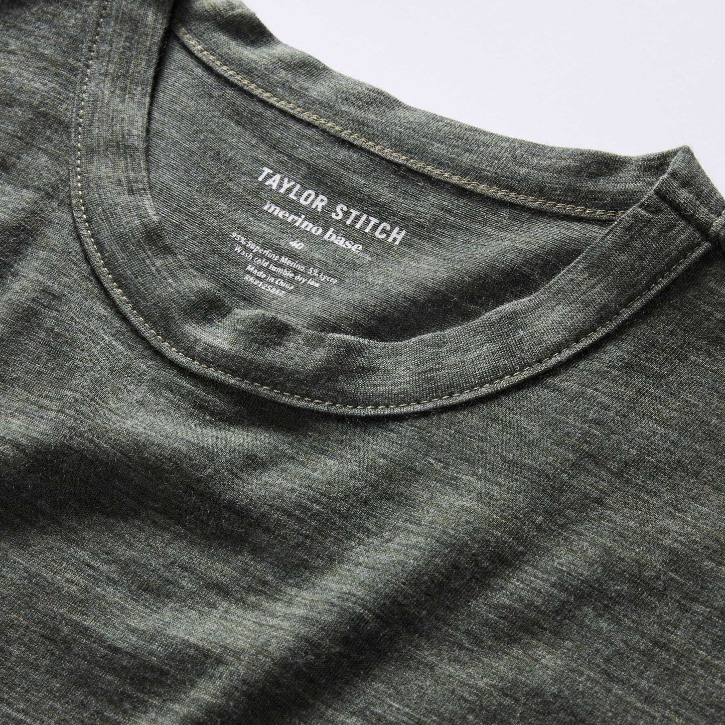 The Merino Tee in Heather Army