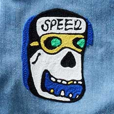 The Ojai Jacket in Embroidered French Blue Herringbone