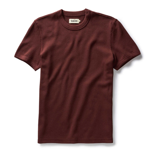 The Organic Cotton Short Sleeve Crew in Burgundy Waffle