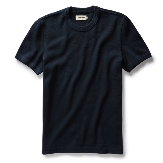 The Organic Cotton Short Sleeve Crew in Dark Navy Waffle