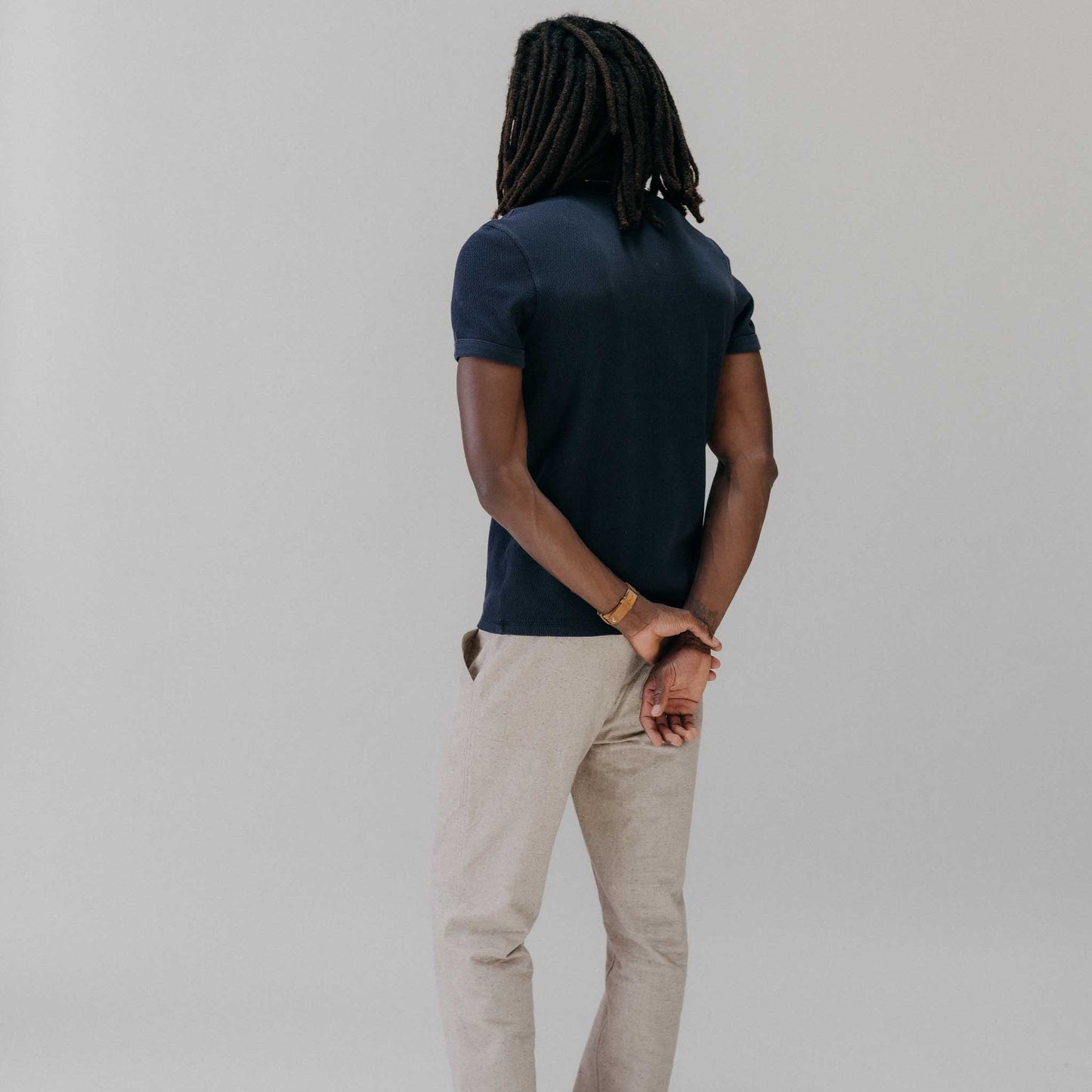 The Organic Cotton Short Sleeve Crew in Dark Navy Waffle