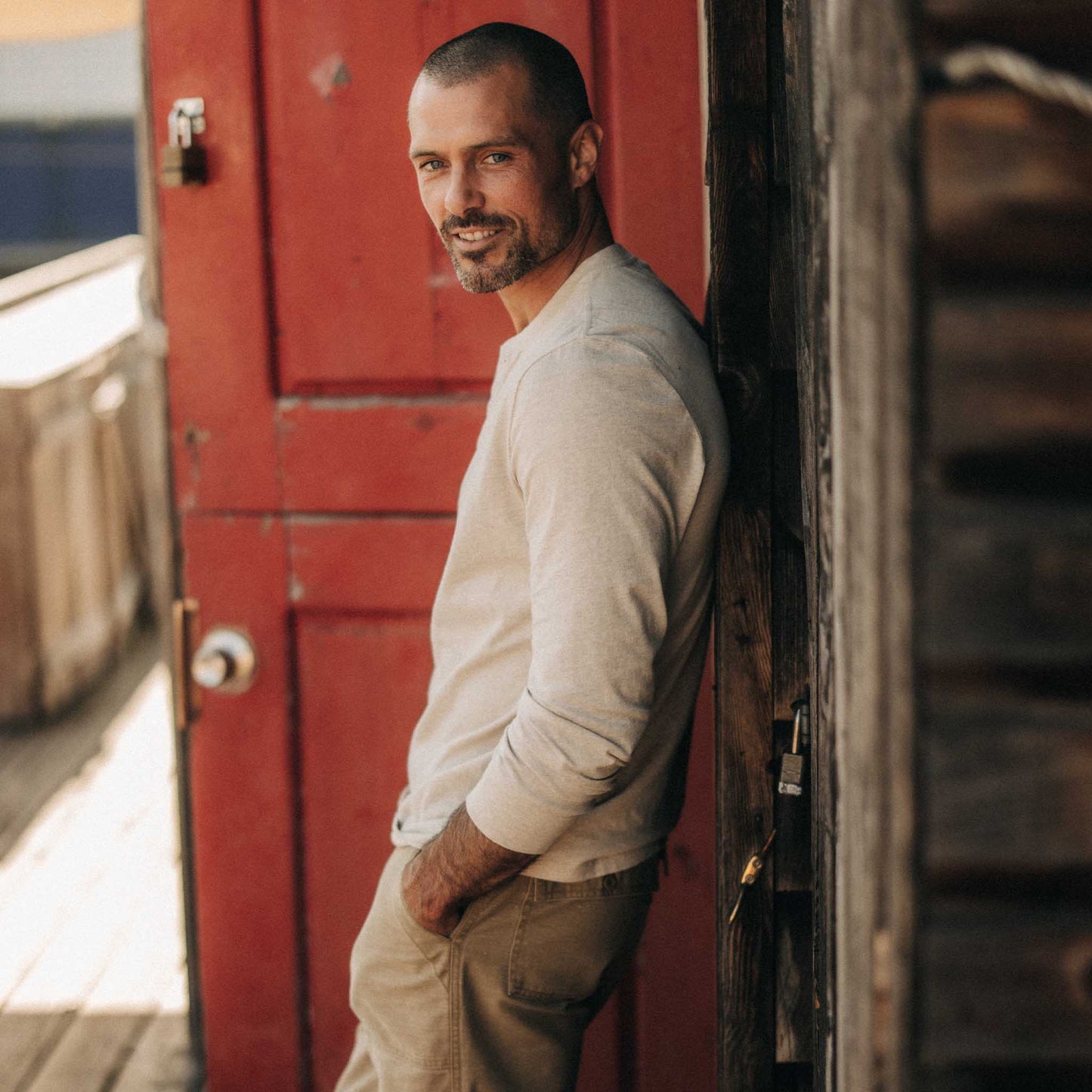 The Organic Cotton Henley in Heather Oat