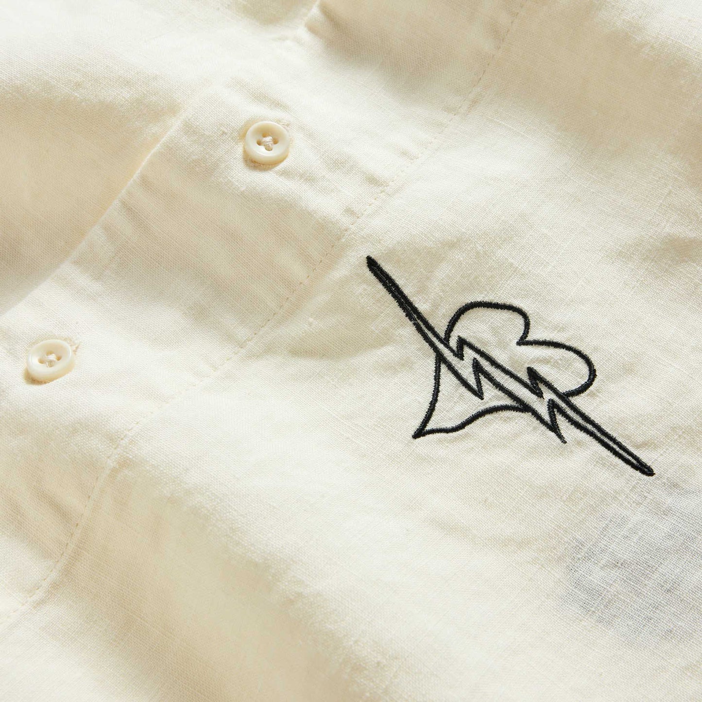 The Short Sleeve Davis Shirt in Embroidered Natural