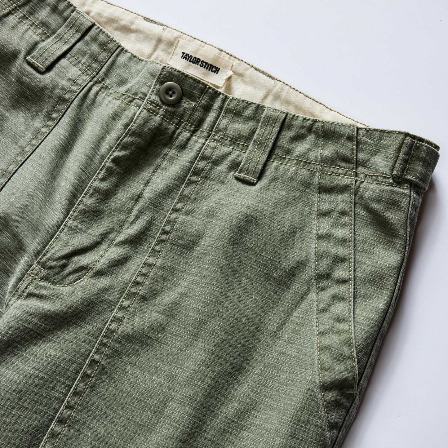 The Surplus Pant in Field Olive Reverse Sateen