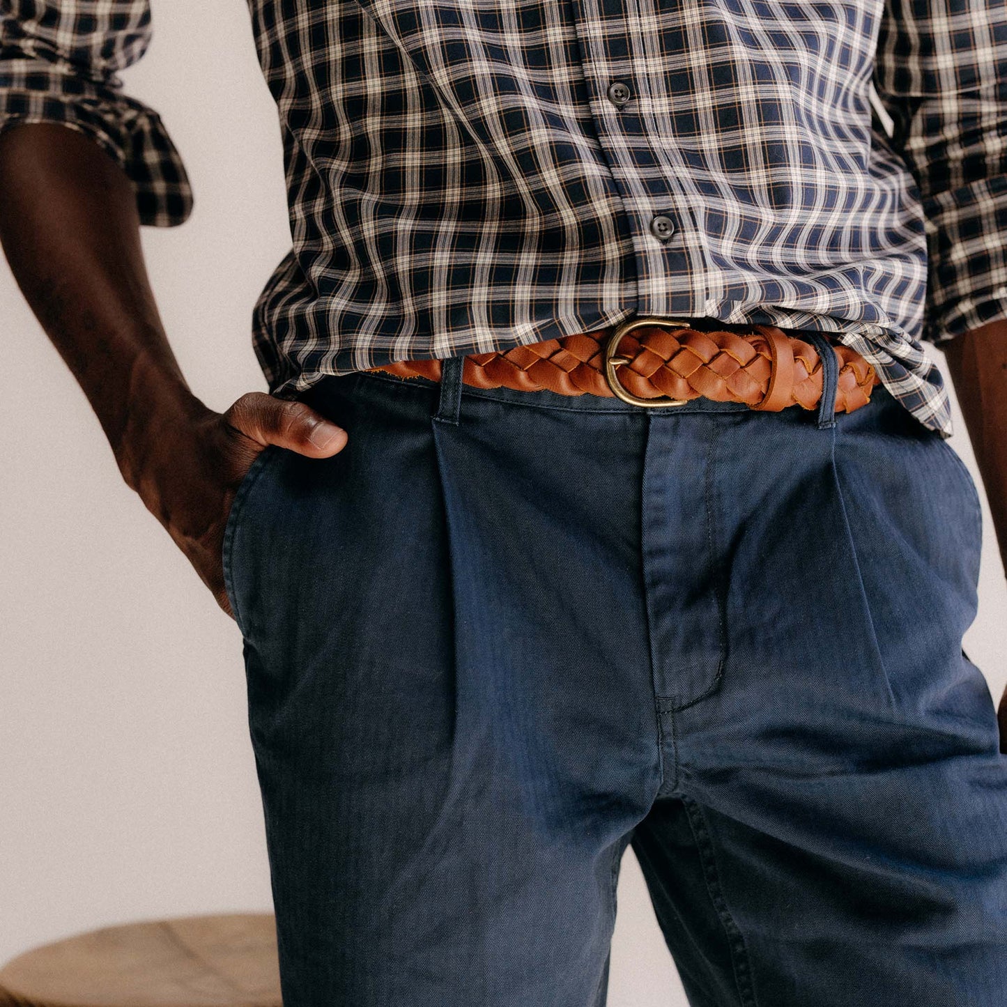 The Matlow Pant in Dark Navy Herringbone