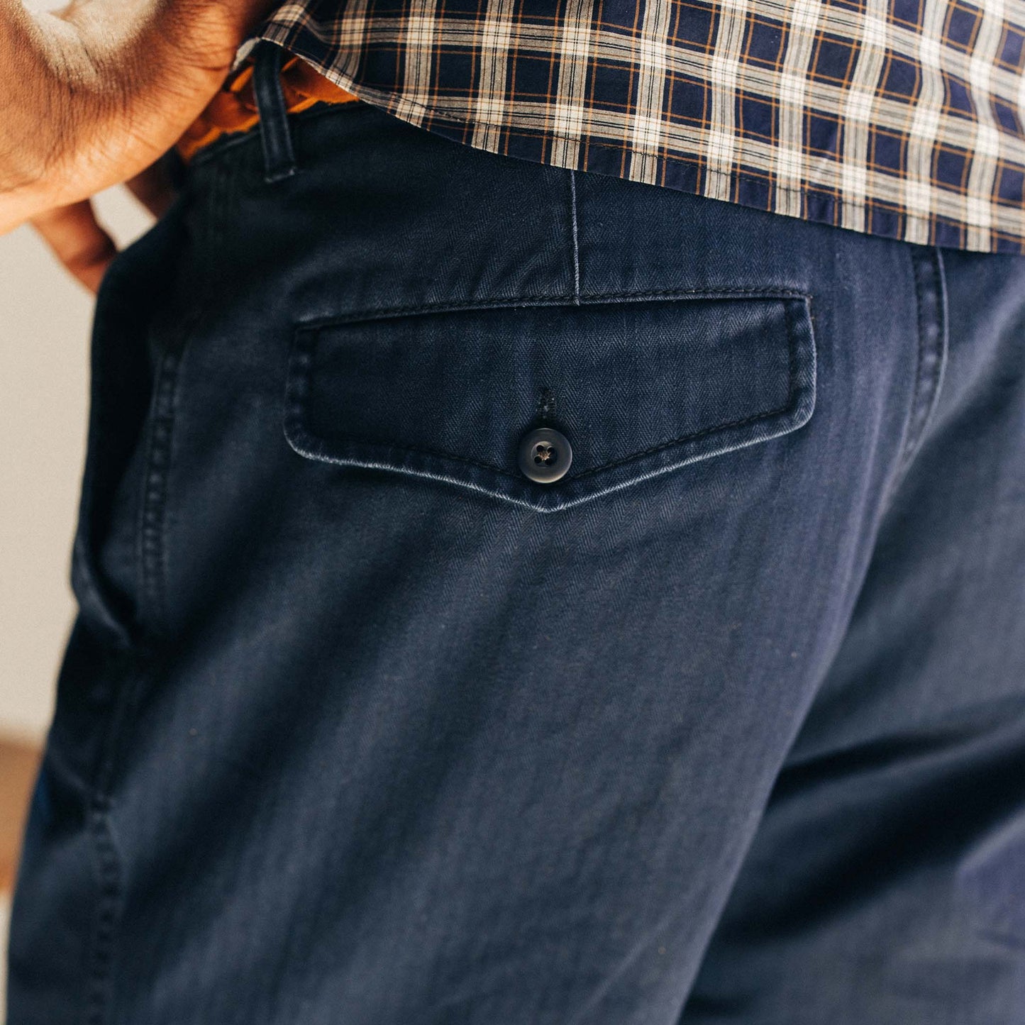 The Matlow Pant in Dark Navy Herringbone