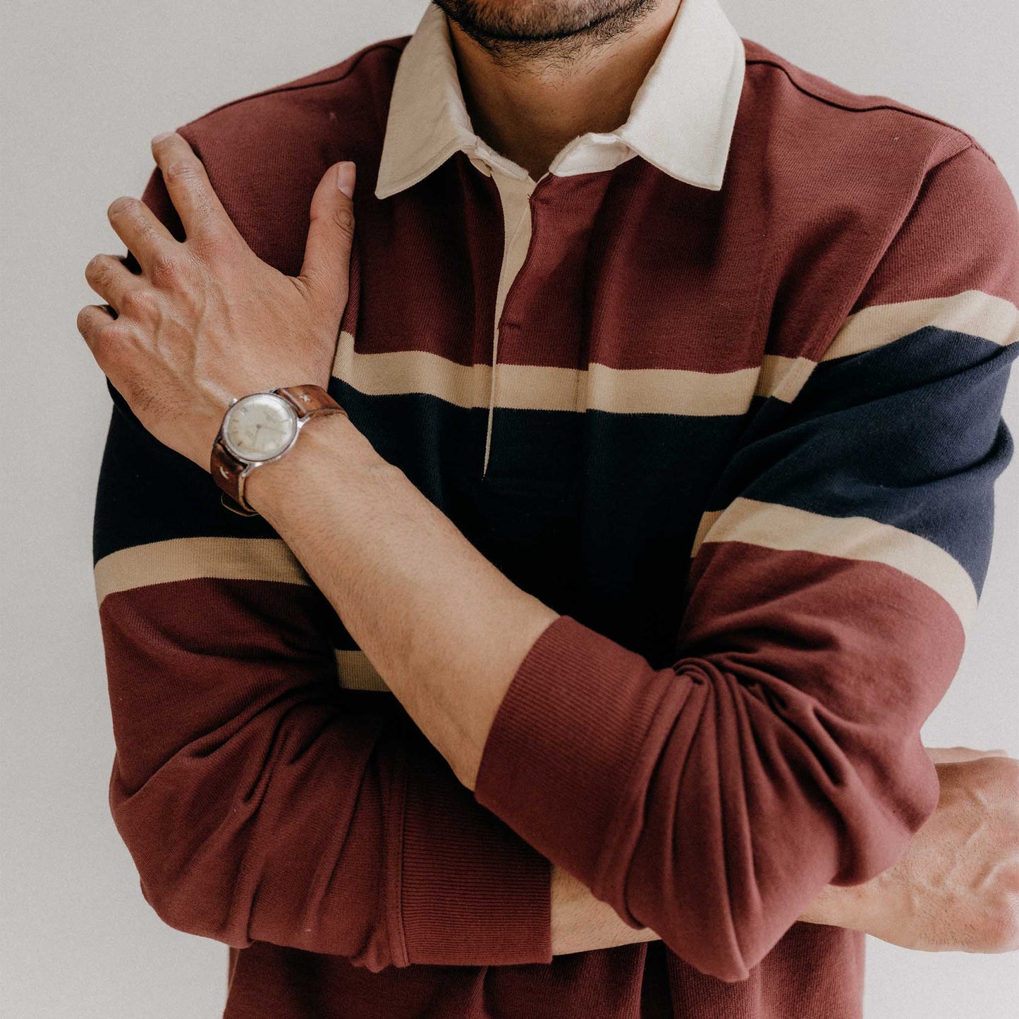 The Rugby Shirt in Dried Cherry Stripe