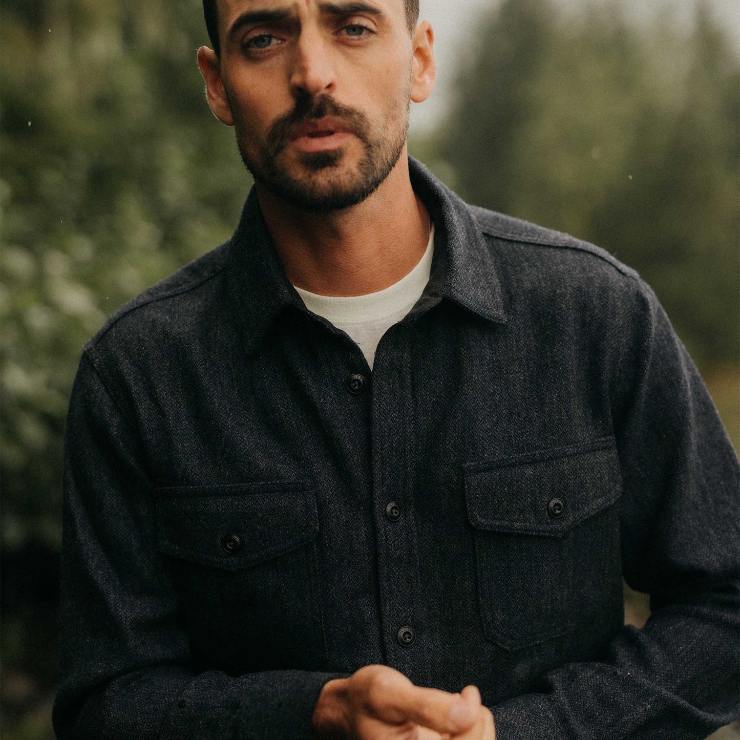 The CPO Shirt in Marine Tweed Wool