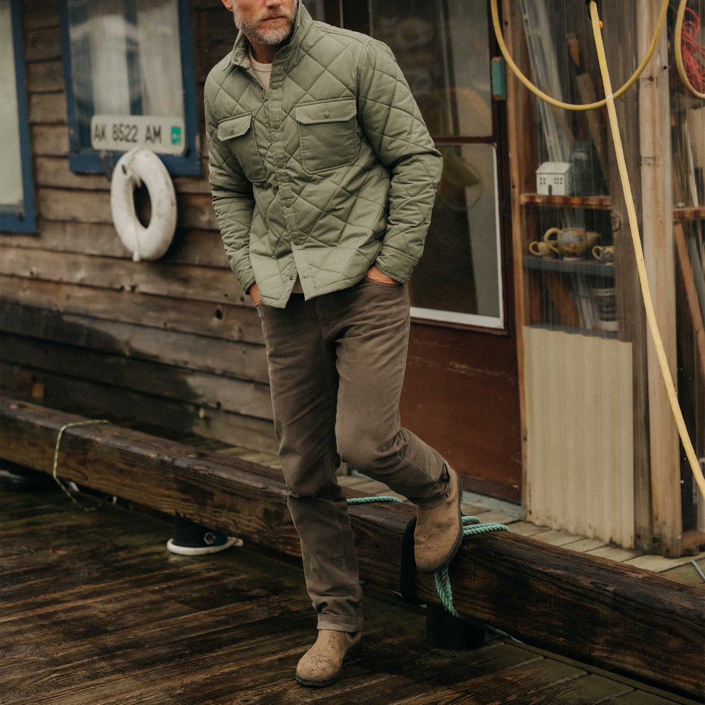 The Democratic 5-Pocket Pant in Fatigue Olive Corduroy
