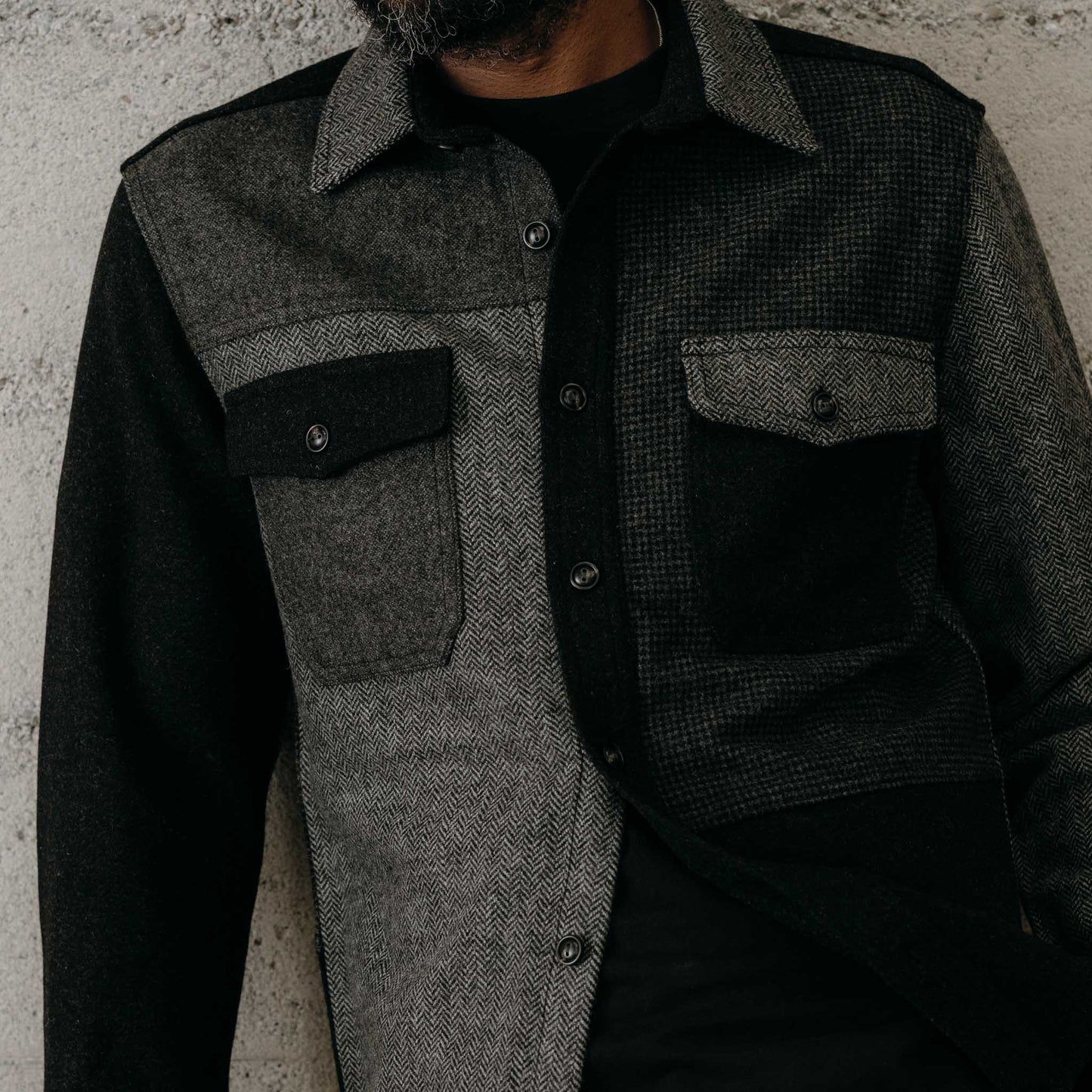 The Patchwork Overshirt in Ash Tweed