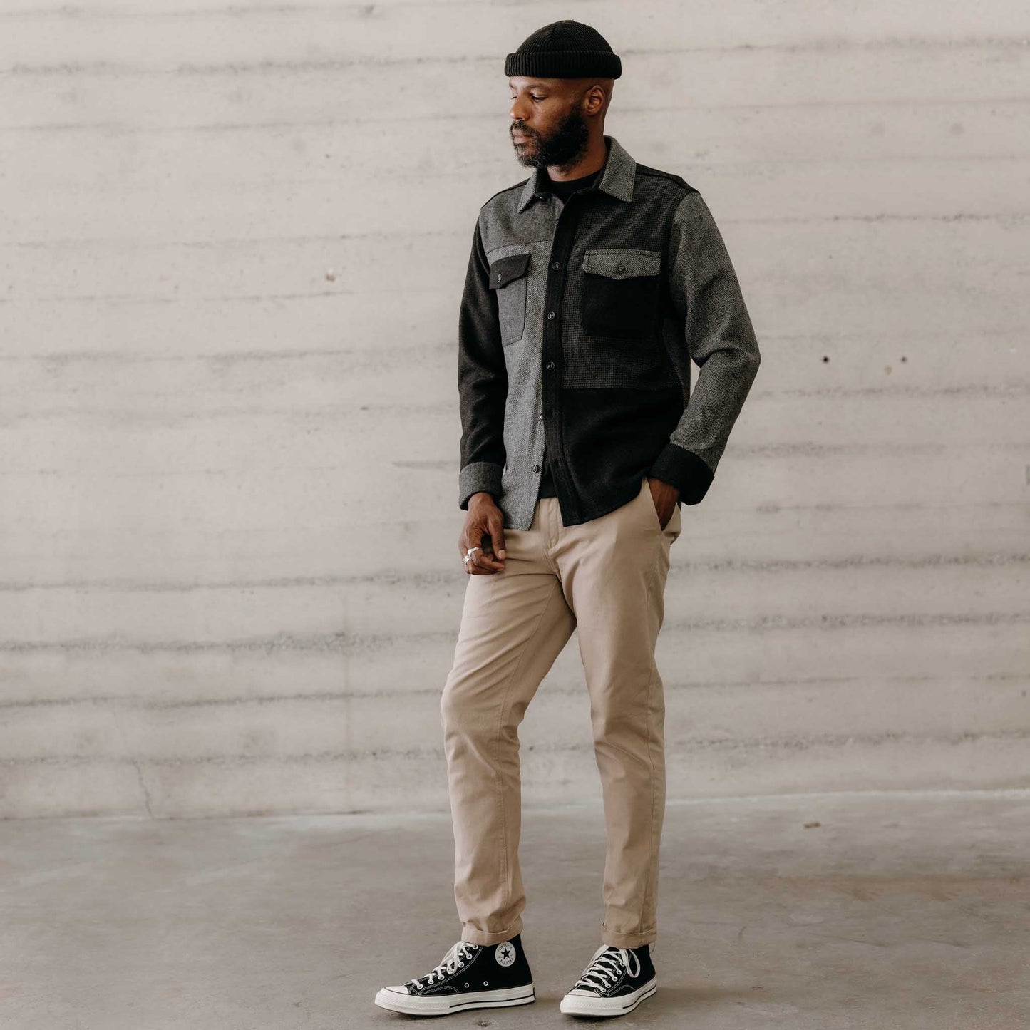 The Patchwork Overshirt in Ash Tweed
