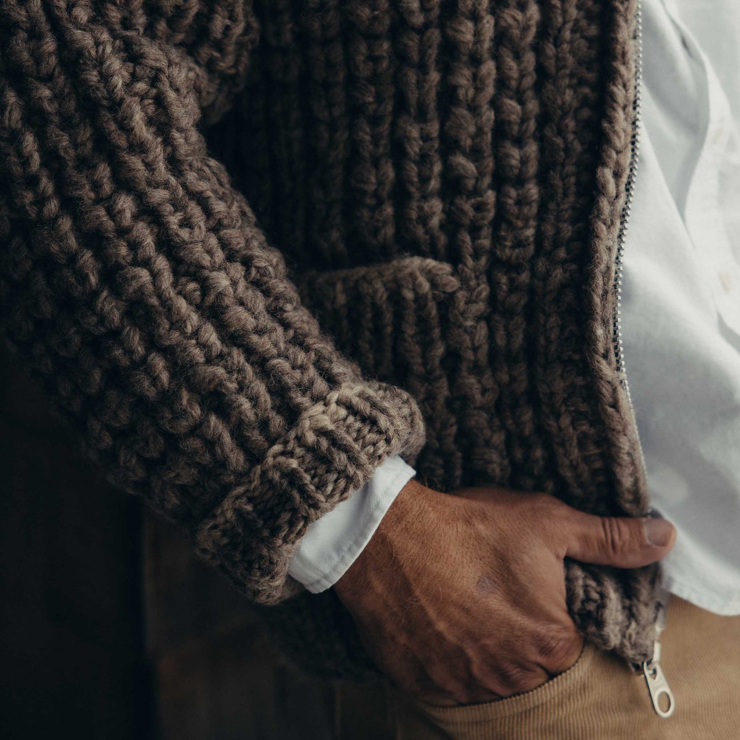 The Seawall Hand-Knit Sweater in Heather Sable