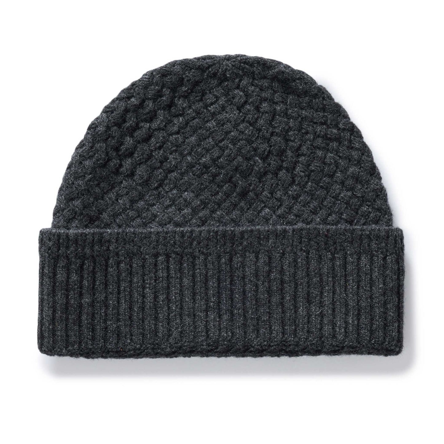 The Textured Knit Beanie in Heather Coal Merino