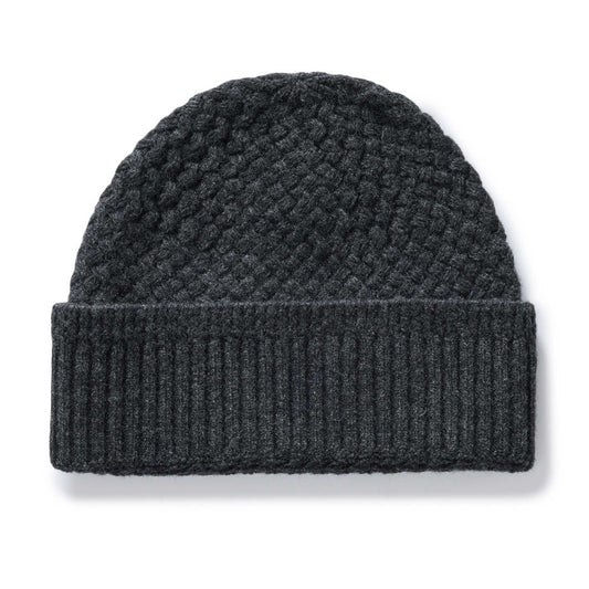 The Textured Knit Beanie in Heather Coal Merino