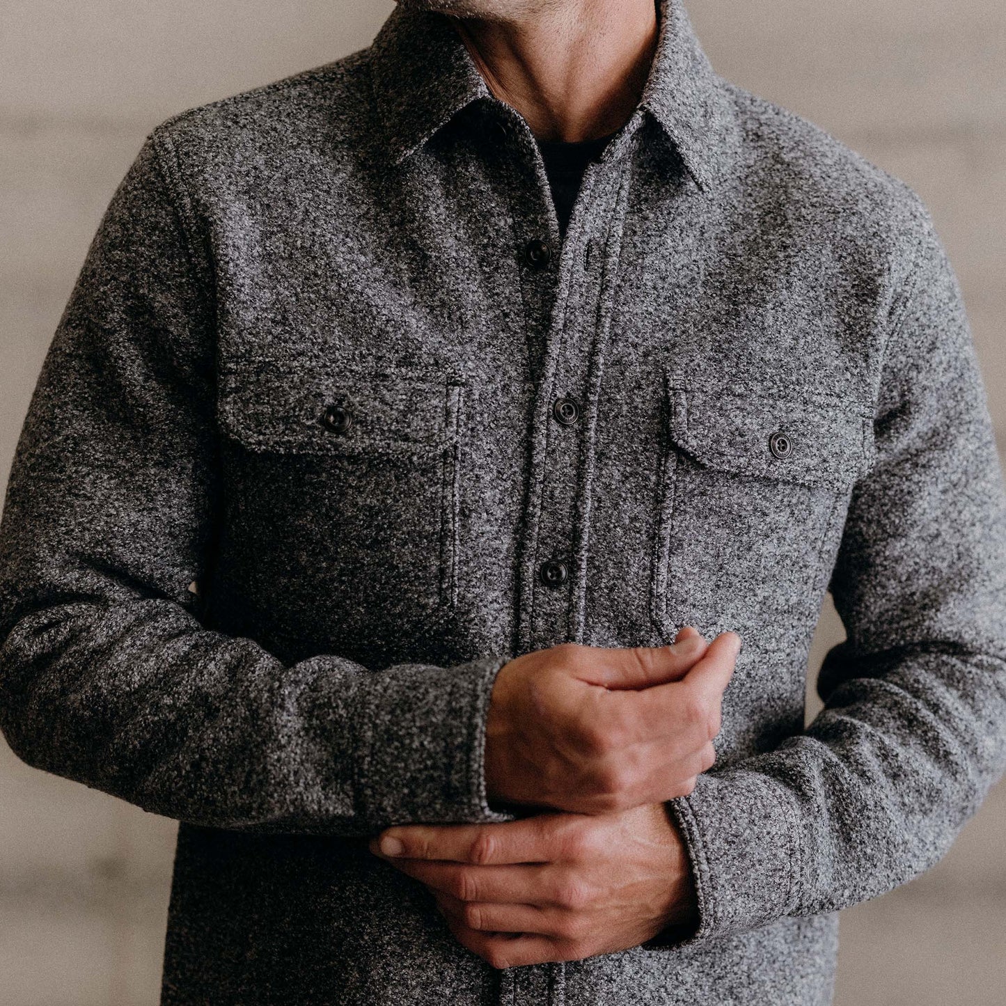 The Connor Overshirt in Heather Ash Boucle
