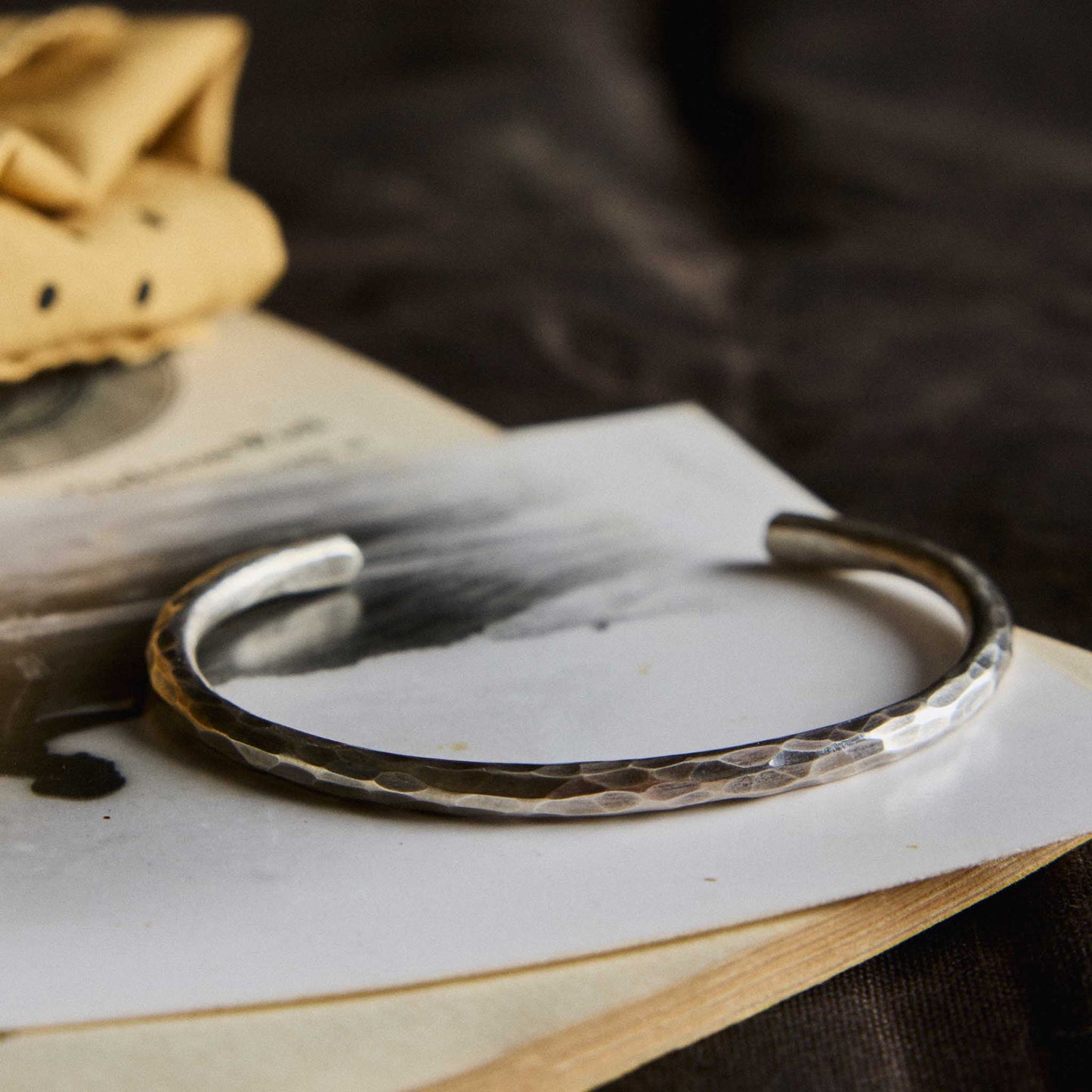 The Hammered Cuff in Sterling Silver