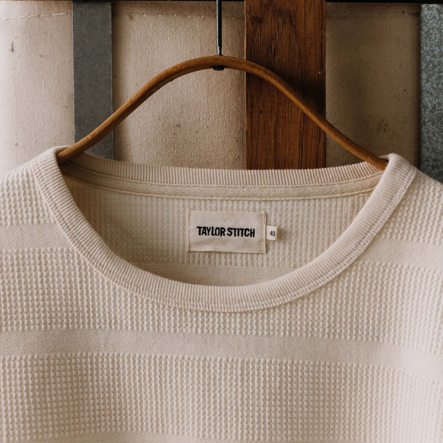 The Morgan Crewneck in Natural Slub Stripe