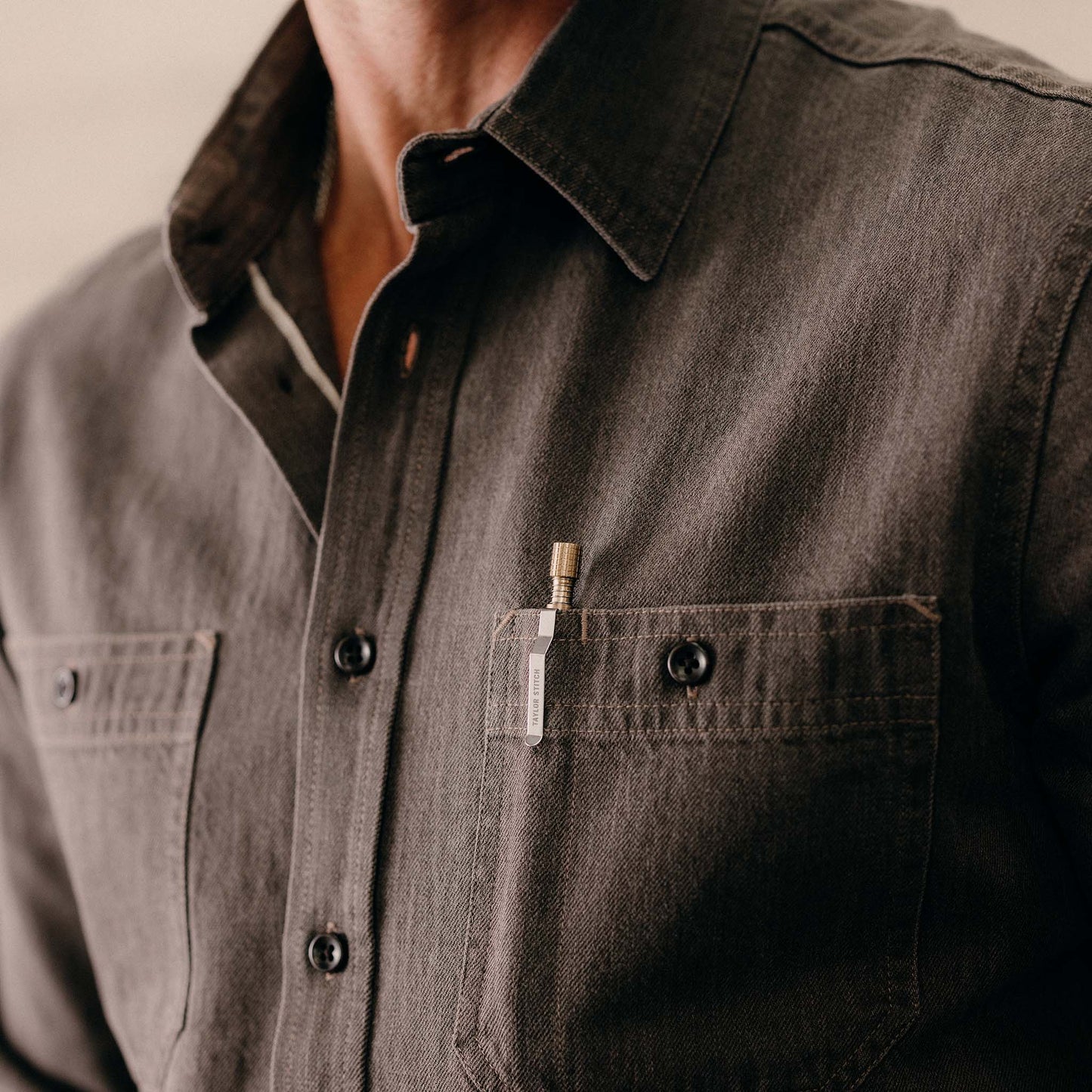 The Utility Shirt in Soil Selvedge Denim