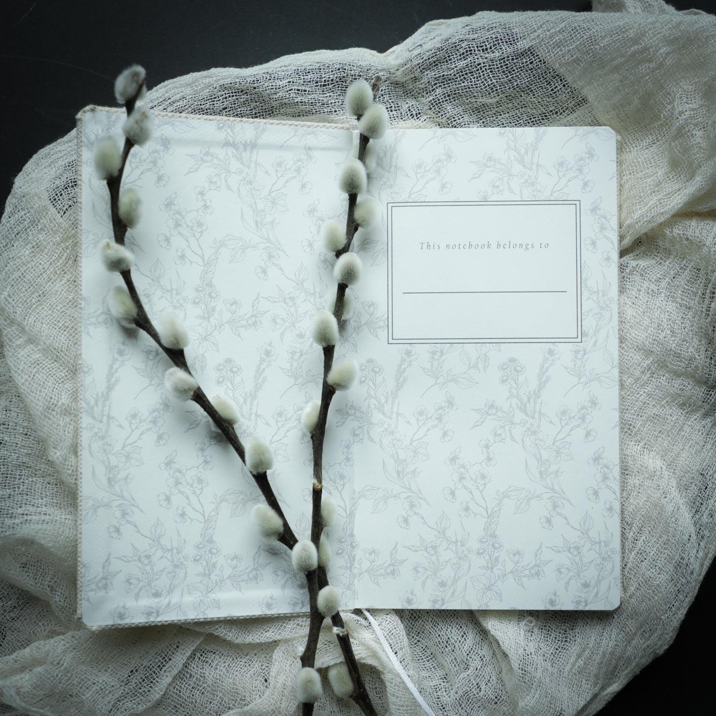 Magnolia Wreath | Taupe Linen Notebook