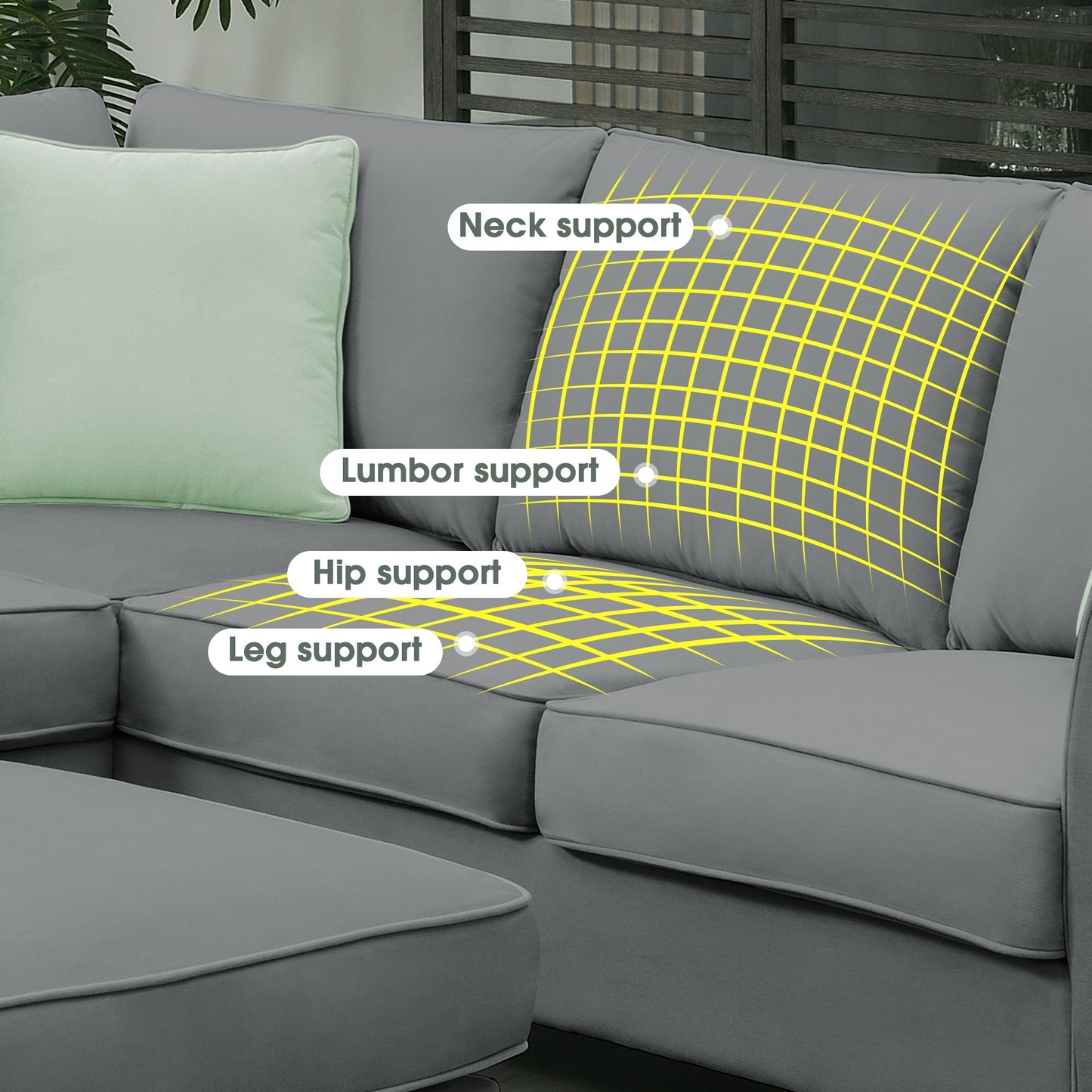 Jordan 3 Piece L Shaped Sectional Sofa with Ottoman and 3 Pillows