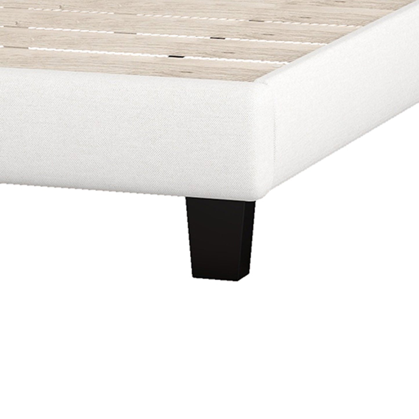 Josephine Upholstered Platform Bed with Saddle Curved Headboard and Diamond Tufted Details-Beige