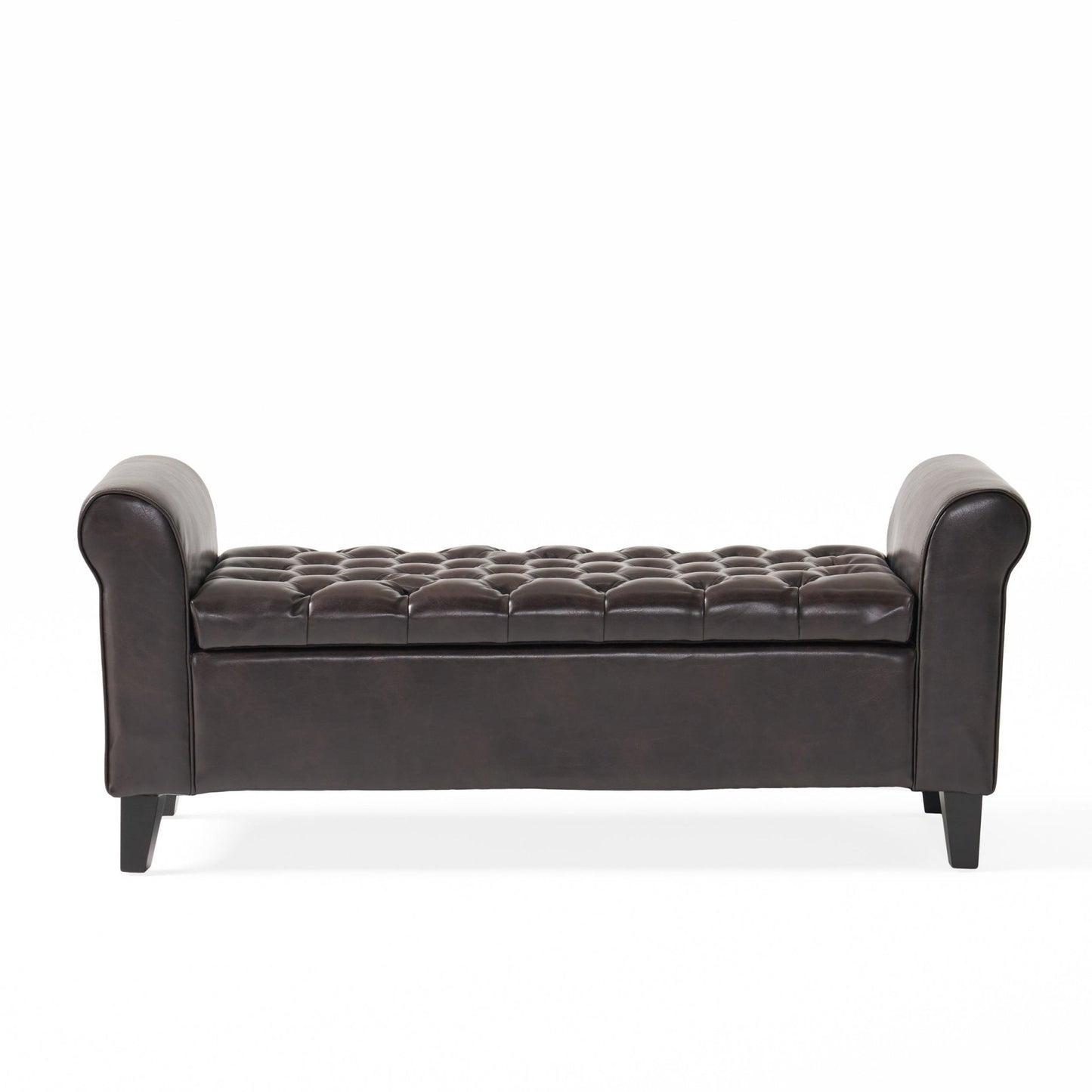 Journey Upholstered Bench with Storage, Diamond Tufted Seat and Flared Arm