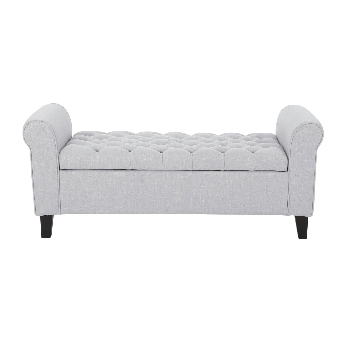Journey Upholstered Bench with Storage, Diamond Tufted Seat and Flared Arm