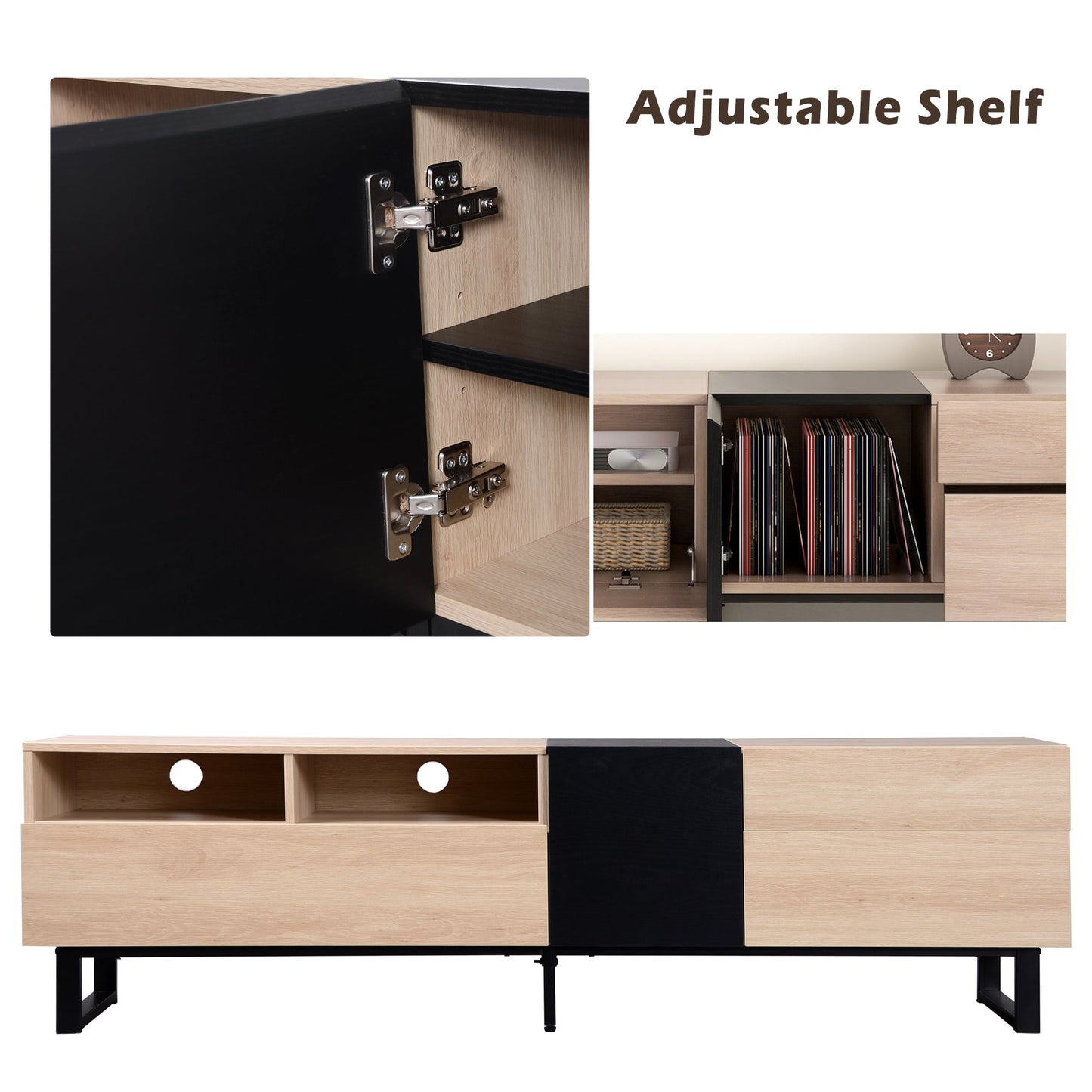Jubilance Modern TV Stand for 80'' TV with Double Storage Space